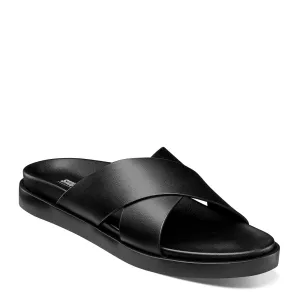 STACY ADAMS mens Montel Cross Strap Slide Sandal Loafer, Black, 11 US