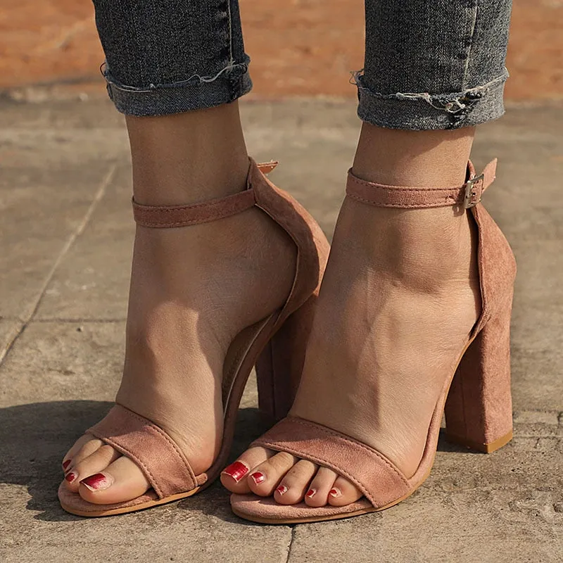 Strappy Square Heel High Sandals