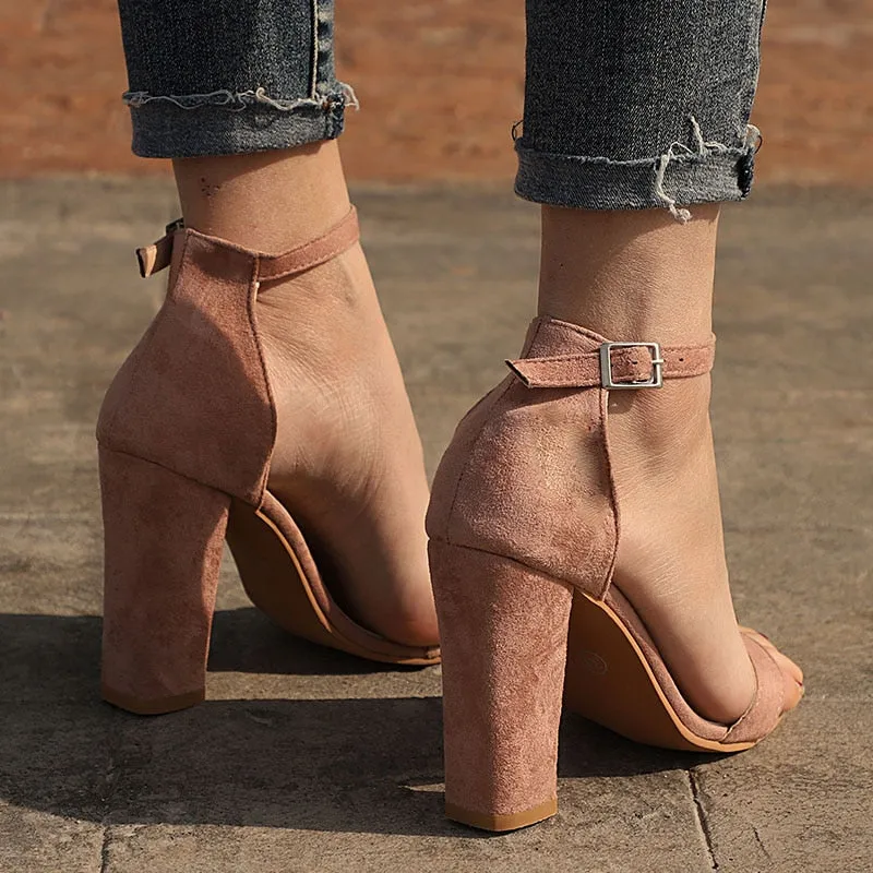 Strappy Square Heel High Sandals