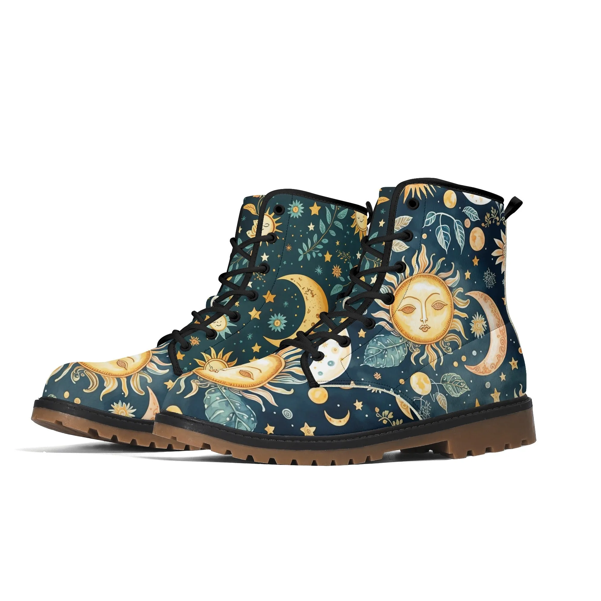 Sun Moon Womens Blue Luxe Combat Boots