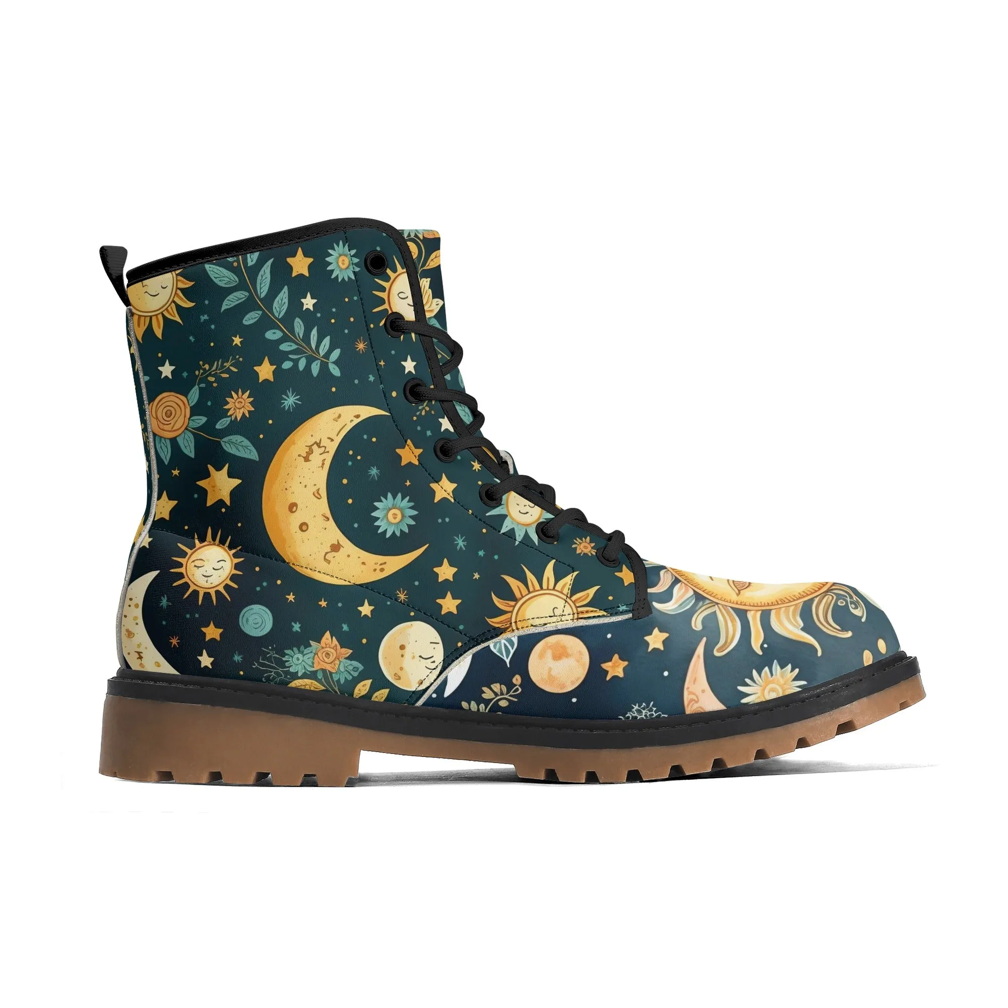 Sun Moon Womens Blue Luxe Combat Boots