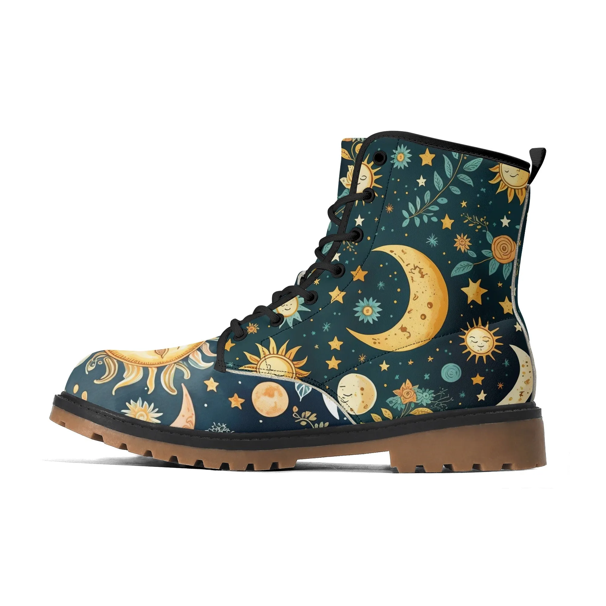 Sun Moon Womens Blue Luxe Combat Boots