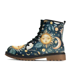 Sun Moon Womens Blue Luxe Combat Boots