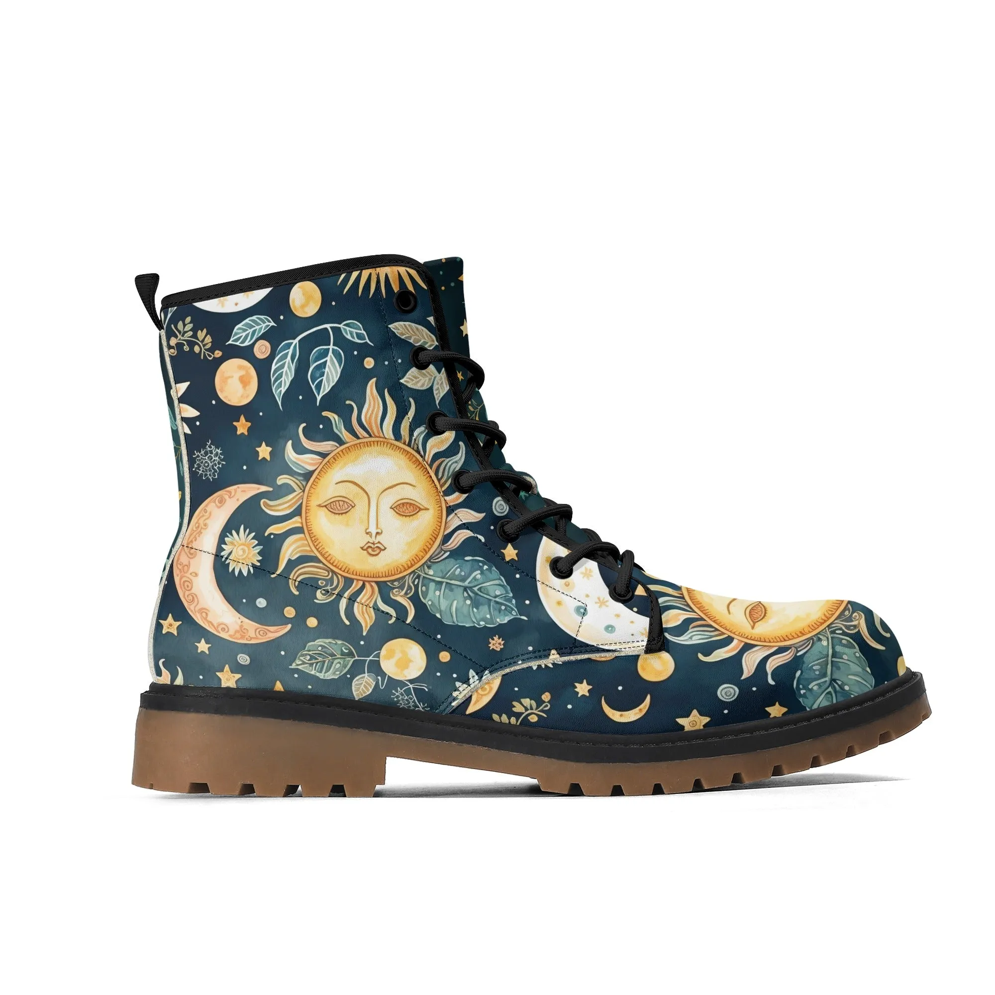 Sun Moon Womens Blue Luxe Combat Boots
