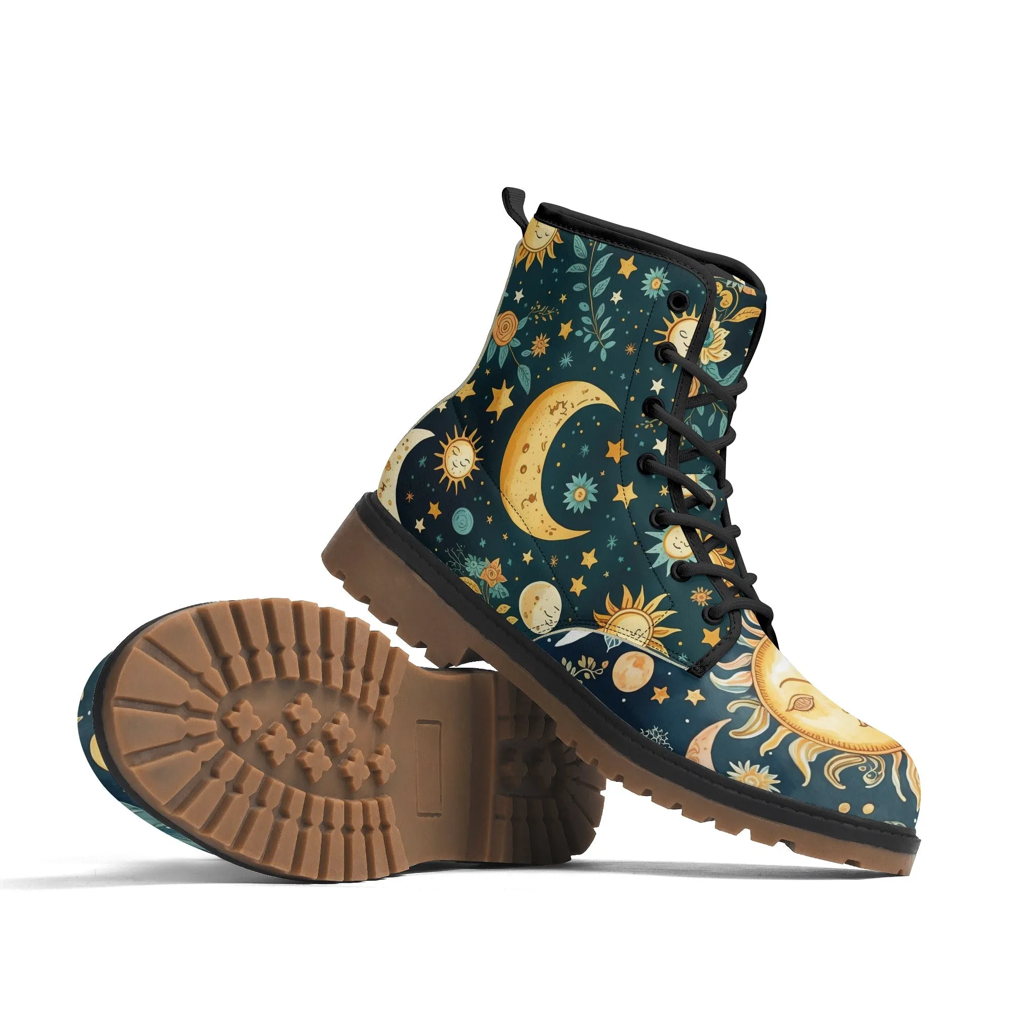 Sun Moon Womens Blue Luxe Combat Boots