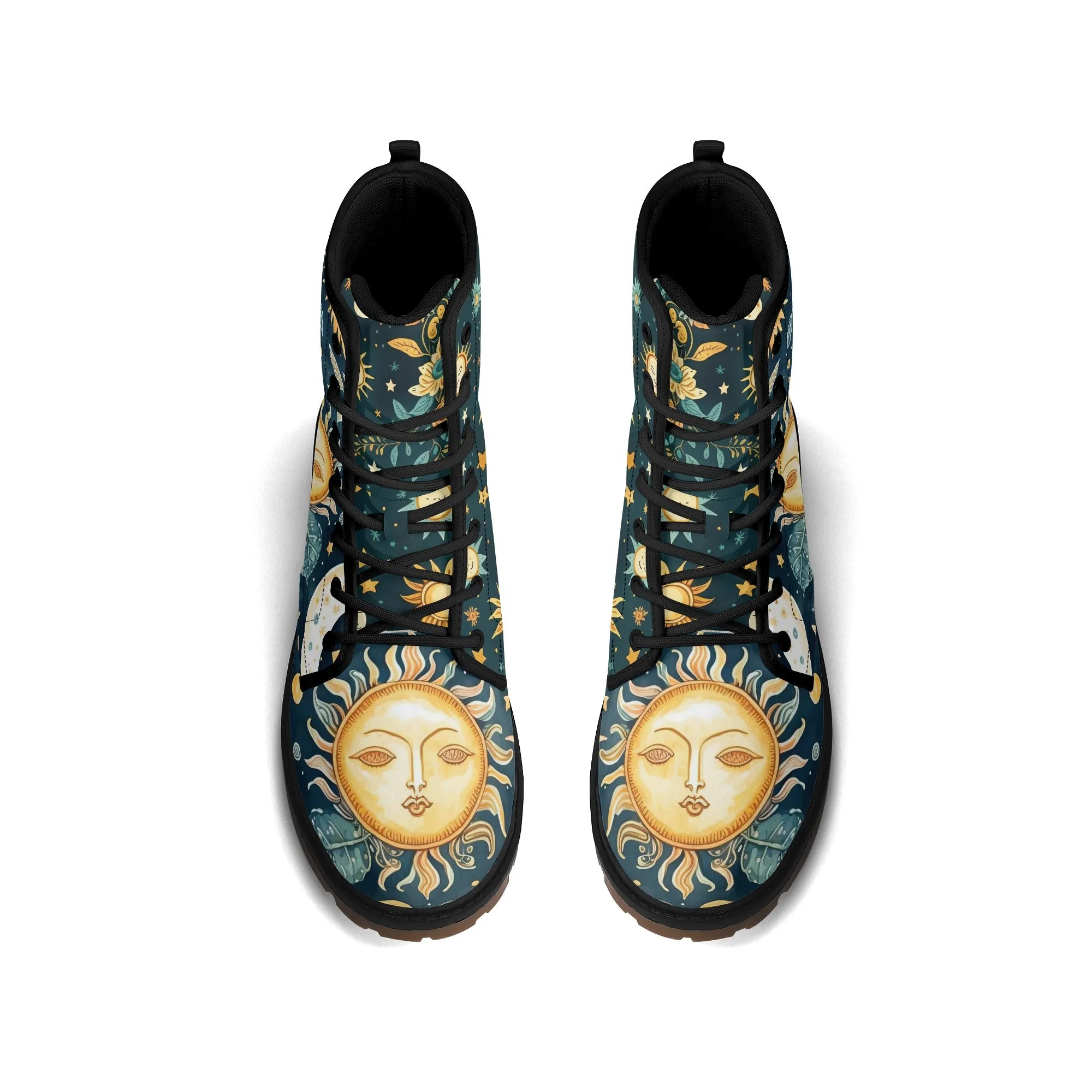 Sun Moon Womens Blue Luxe Combat Boots