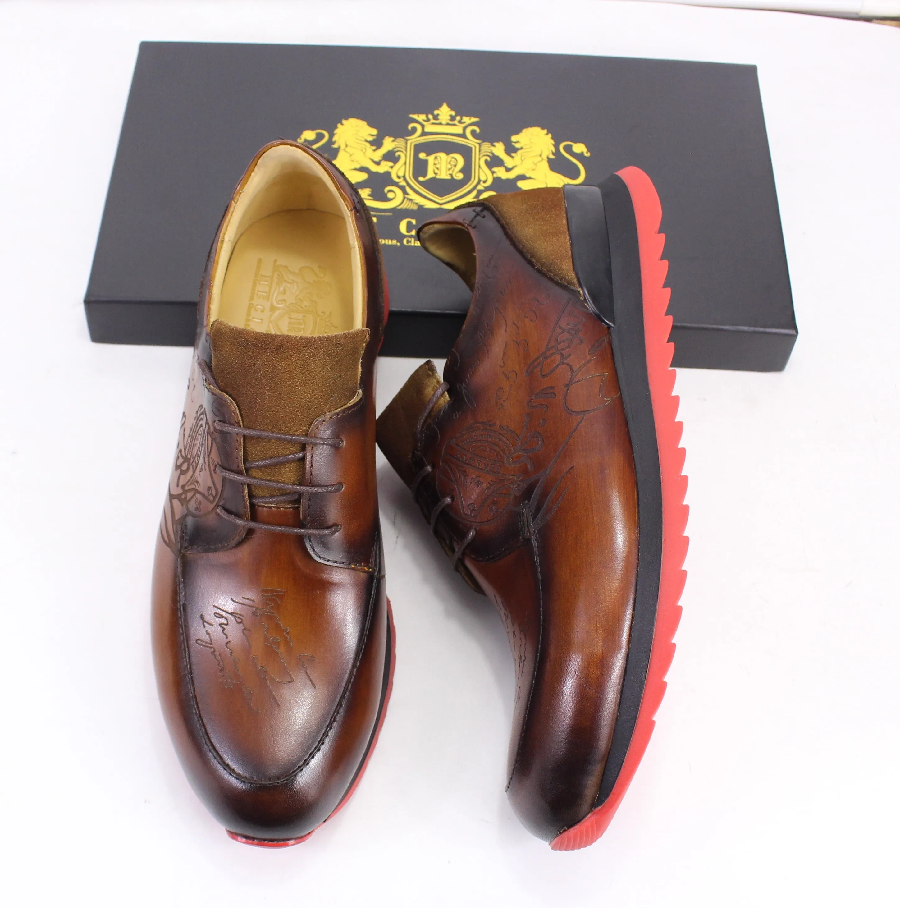 Tanzan Embossed Genuine Leather Premium Men's Sneakers