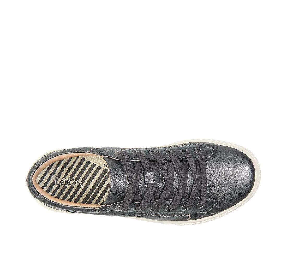 Taos Plim Soul Lux Women's Sneaker - Soft Premium Leather Lace Up Sneakers with All Day Walking Comfort and Support Pewter Leather 11 (M) US