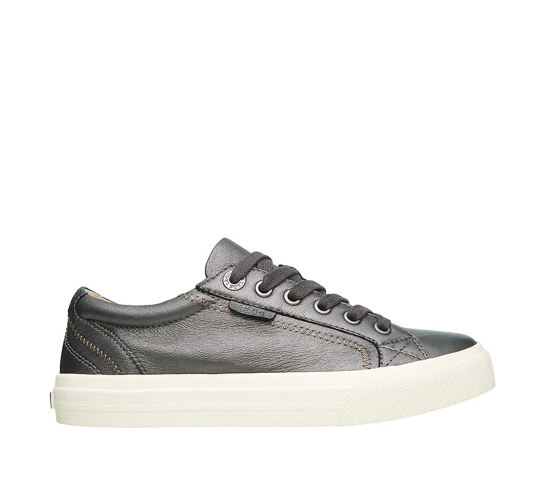 Taos Plim Soul Lux Women's Sneaker - Soft Premium Leather Lace Up Sneakers with All Day Walking Comfort and Support Pewter Leather 11 (M) US
