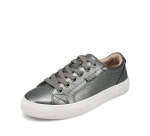 Taos Plim Soul Lux Women's Sneaker - Soft Premium Leather Lace Up Sneakers with All Day Walking Comfort and Support Pewter Leather 11 (M) US