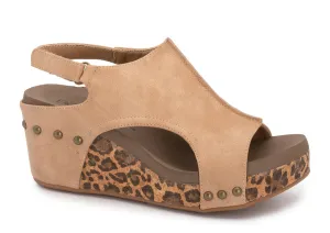 Taupe Leopard Wedge Sandals
