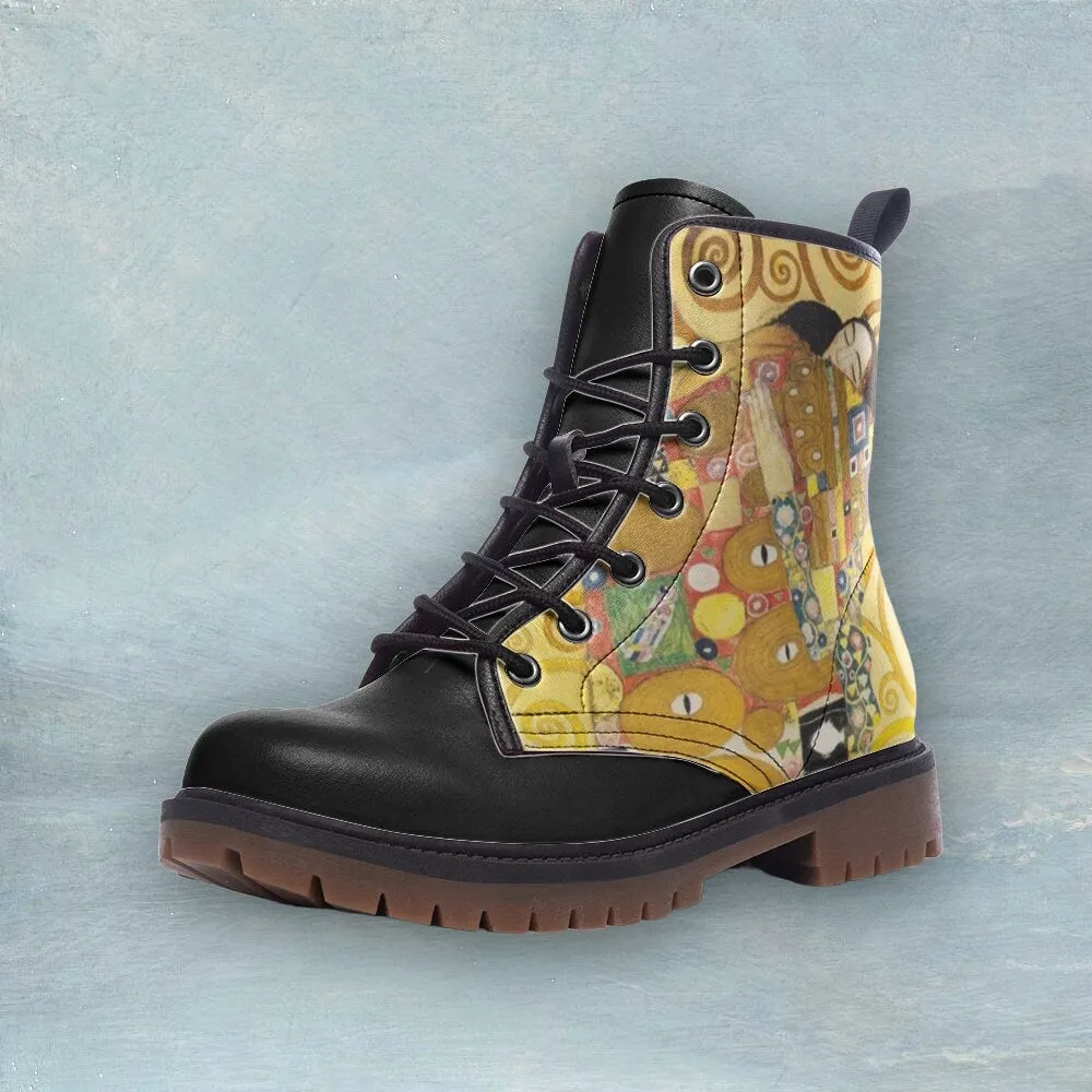 The Kiss By Gustav Klimt Vegan Leather Unisex Boots