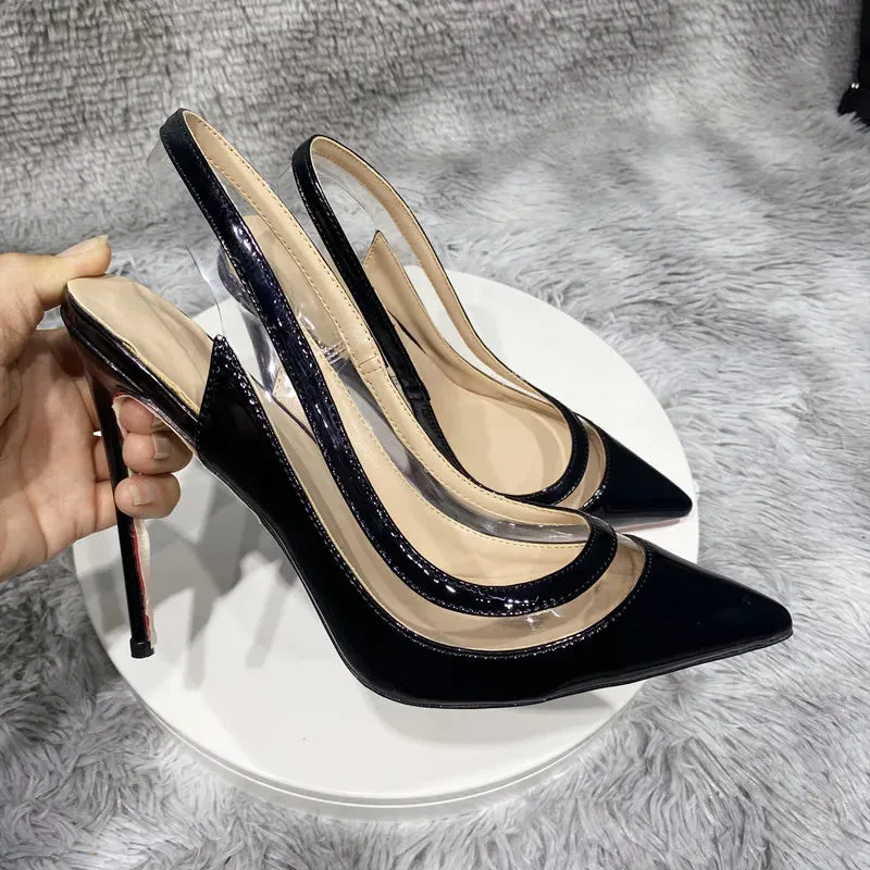 transparent PVC women's high heels