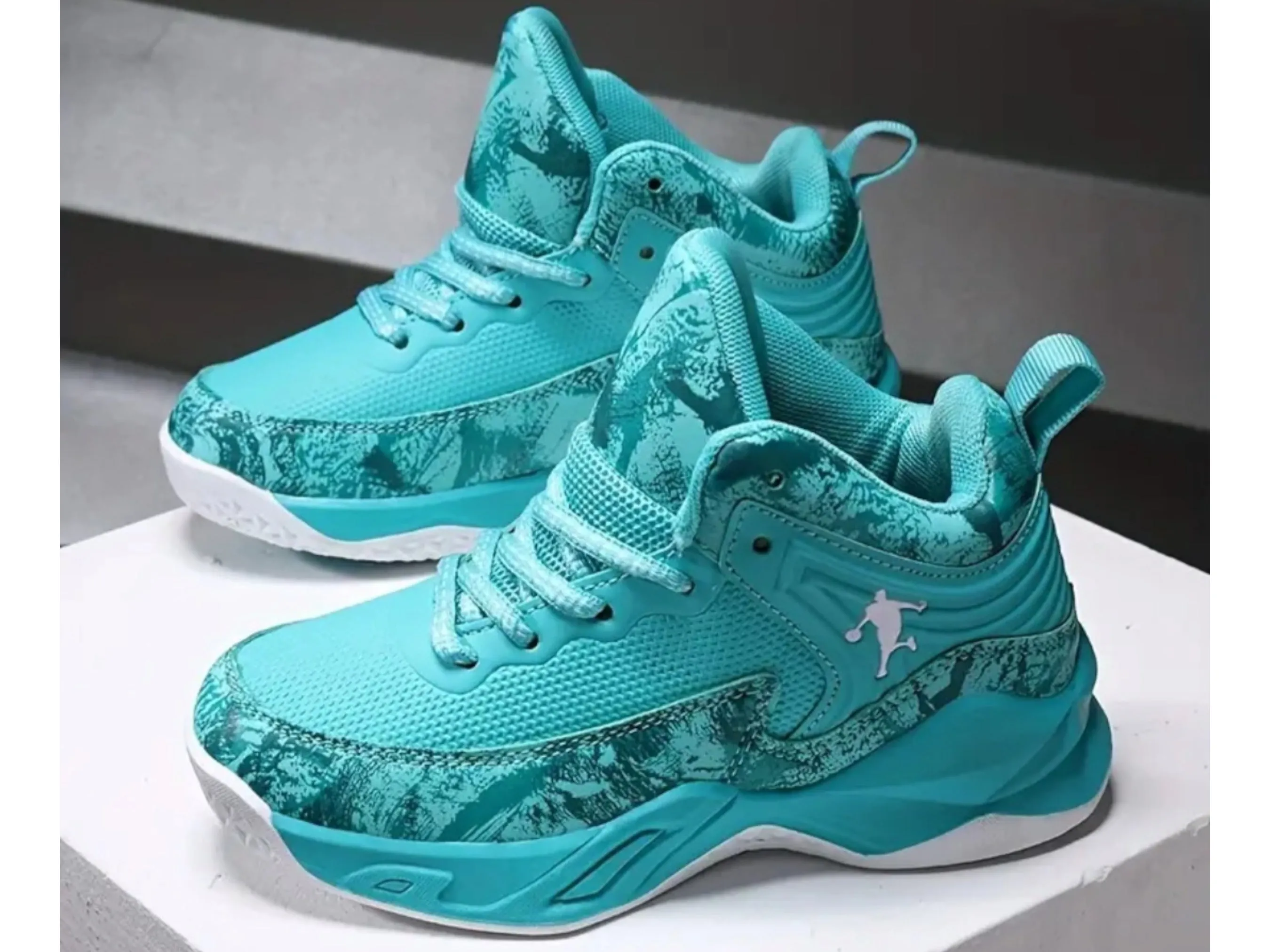 Trendy Camouflage Breathable High Top Lace-up Basketball Shoes, Children's  Outdoor Non-slip Shock Absorption Platform Training Shoes