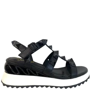 Una Healy Chunky Wedge Strappy Sandals - Black