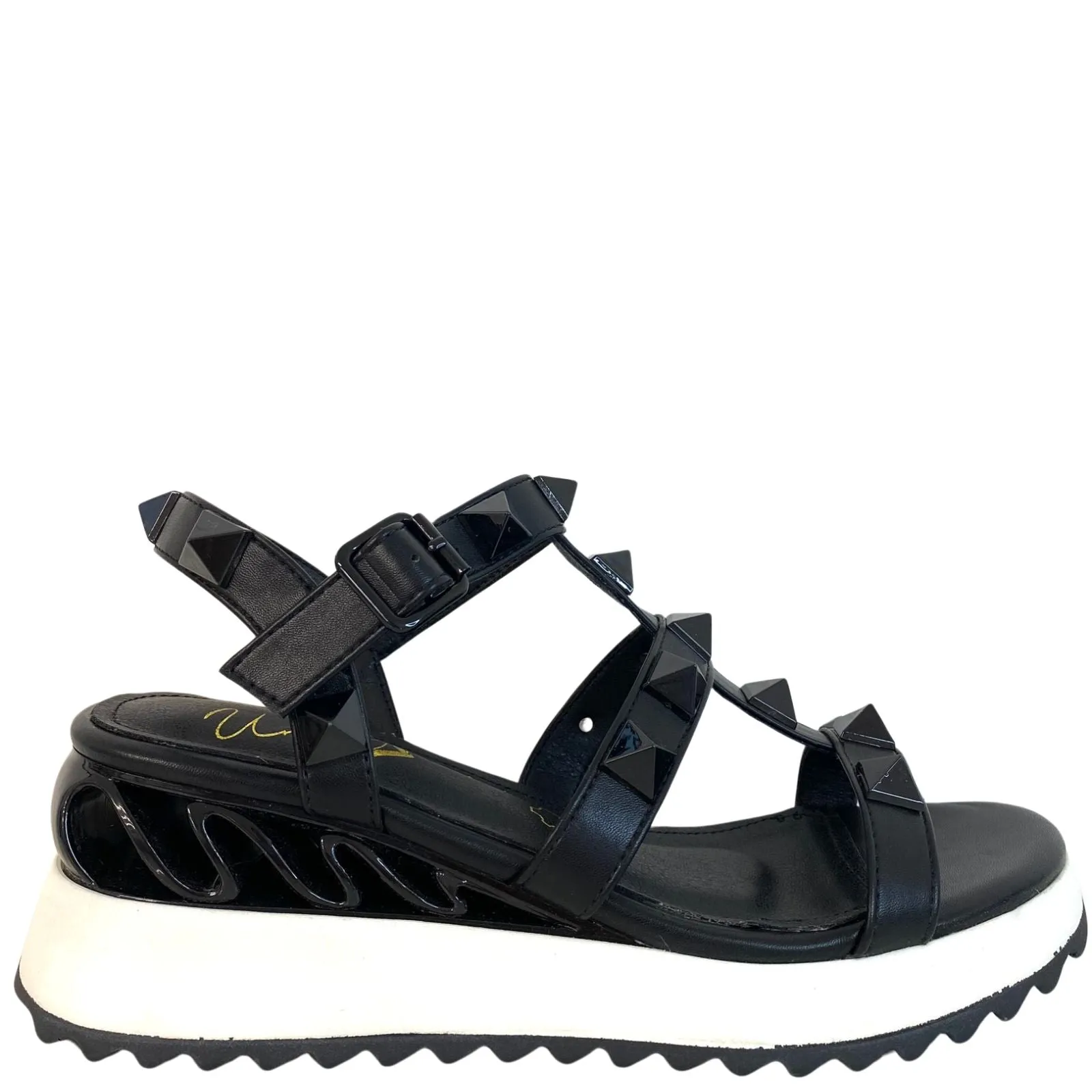 Una Healy Chunky Wedge Strappy Sandals - Black