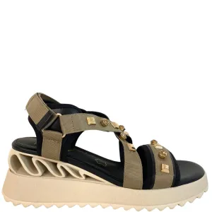 Una Healy Chunky Wedge Strappy Sandals - Khaki Green