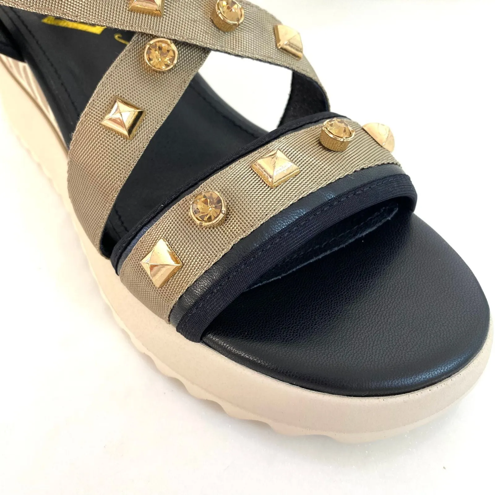 Una Healy Chunky Wedge Strappy Sandals - Khaki Green