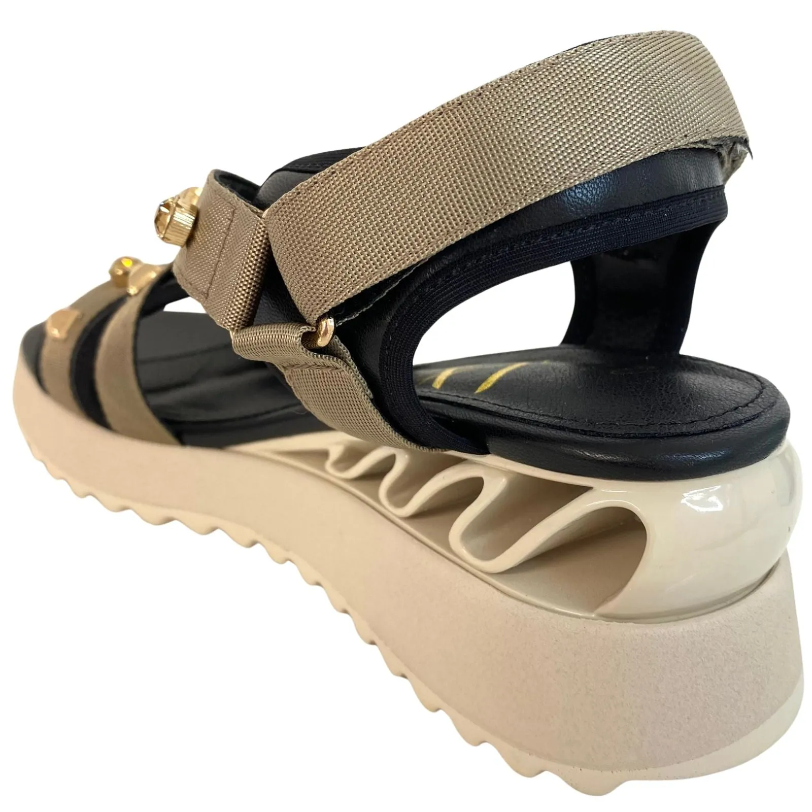 Una Healy Chunky Wedge Strappy Sandals - Khaki Green