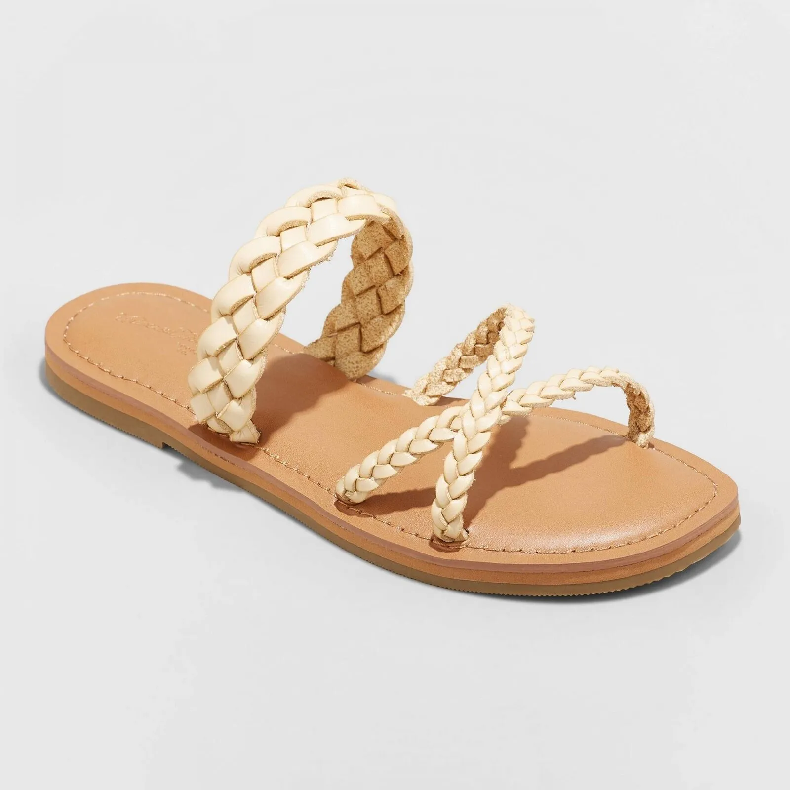 Universal Thread Womens Hilda Braided Strappy Footbed Sandals Off-White 10