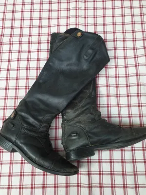 Used brogini long riding boots, black, size 4 FREE POSTAGE ✅