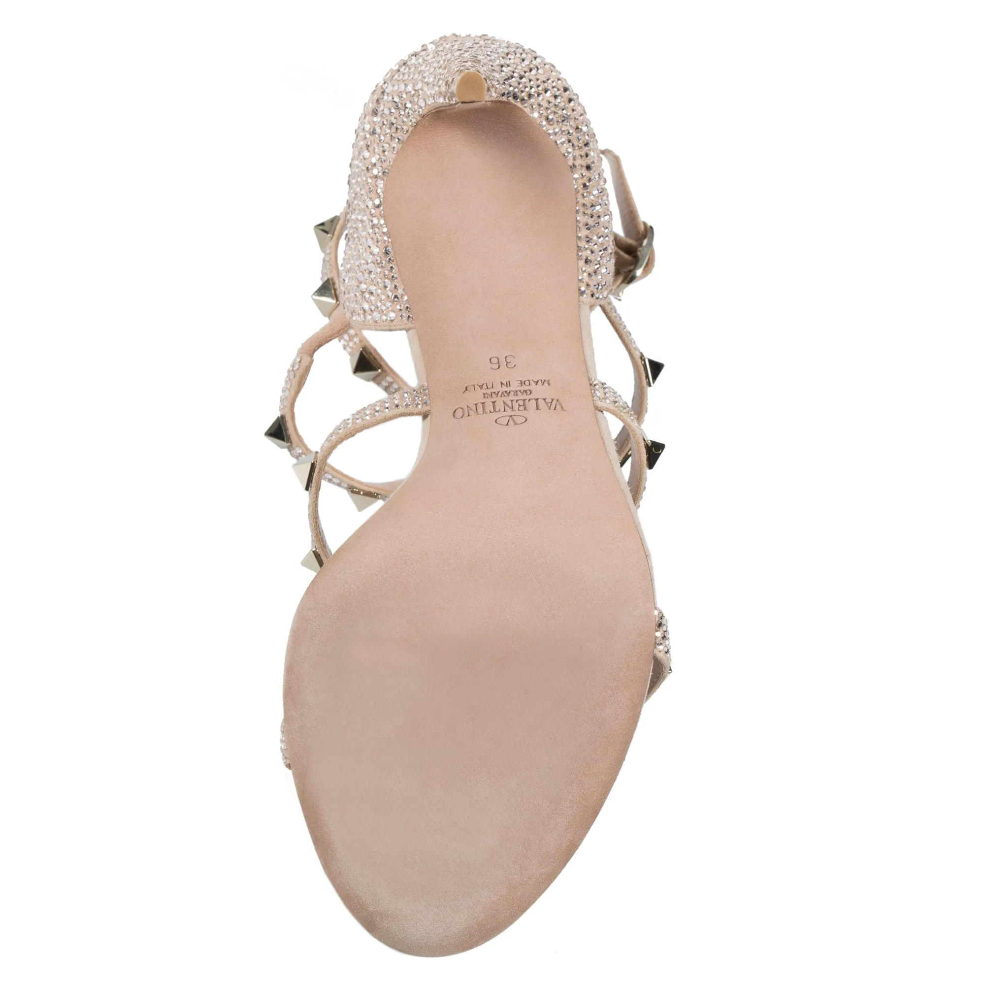 Valentino Metallic Pink Rockstud Sandals with Crystals