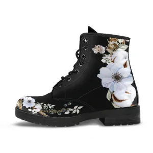 White Flowers with Cotton and Herbs Ankle Boots