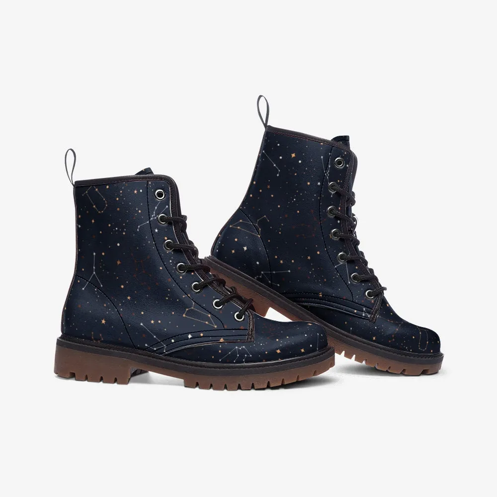 Wicca Starry Night Navy Vegan Leather Unisex Boots