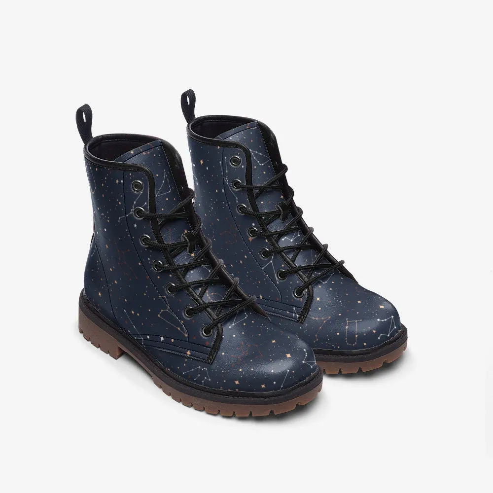 Wicca Starry Night Navy Vegan Leather Unisex Boots