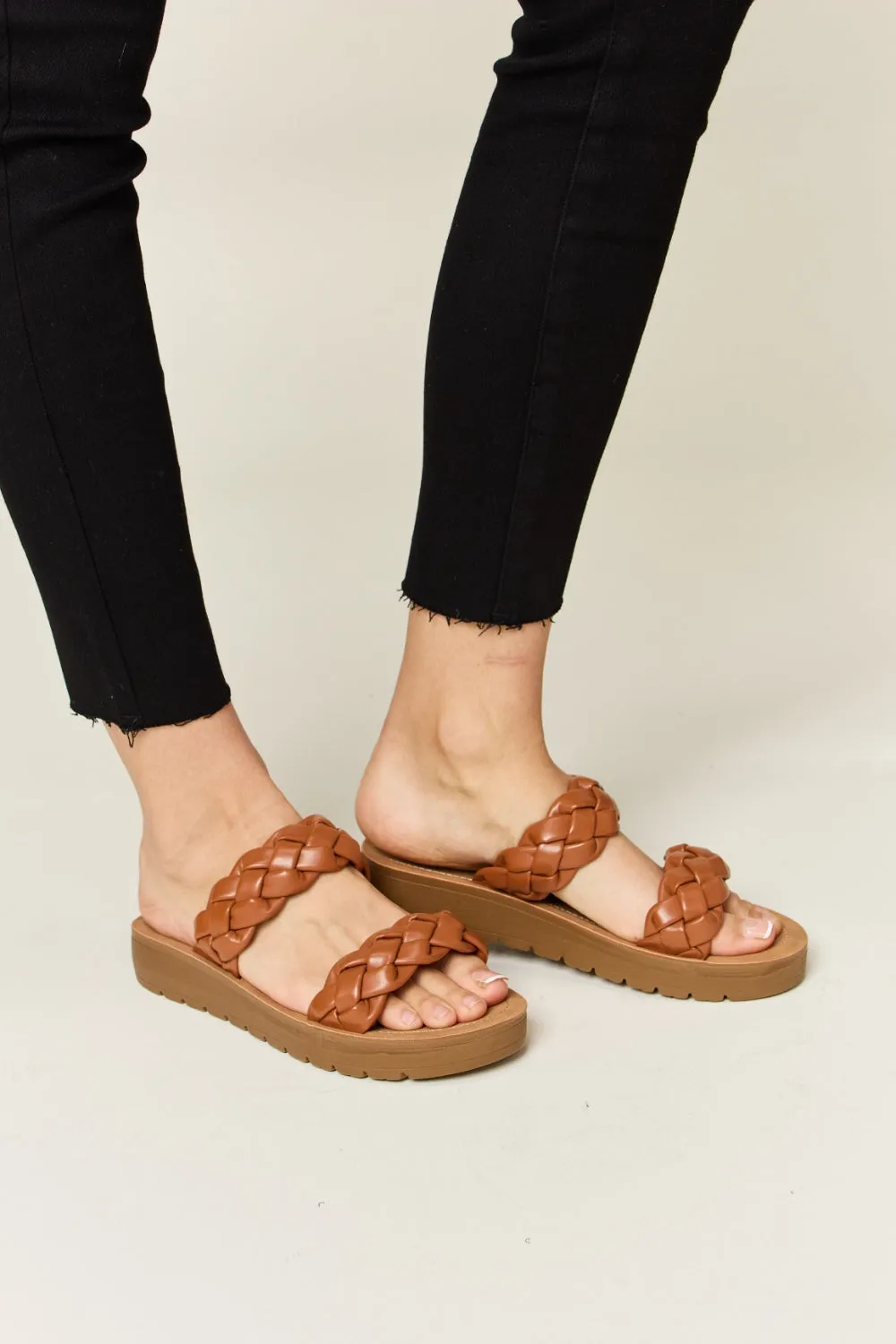 WILD DIVA Woven Dual Band Platform Sandals ONLINE EXCLUSIVE