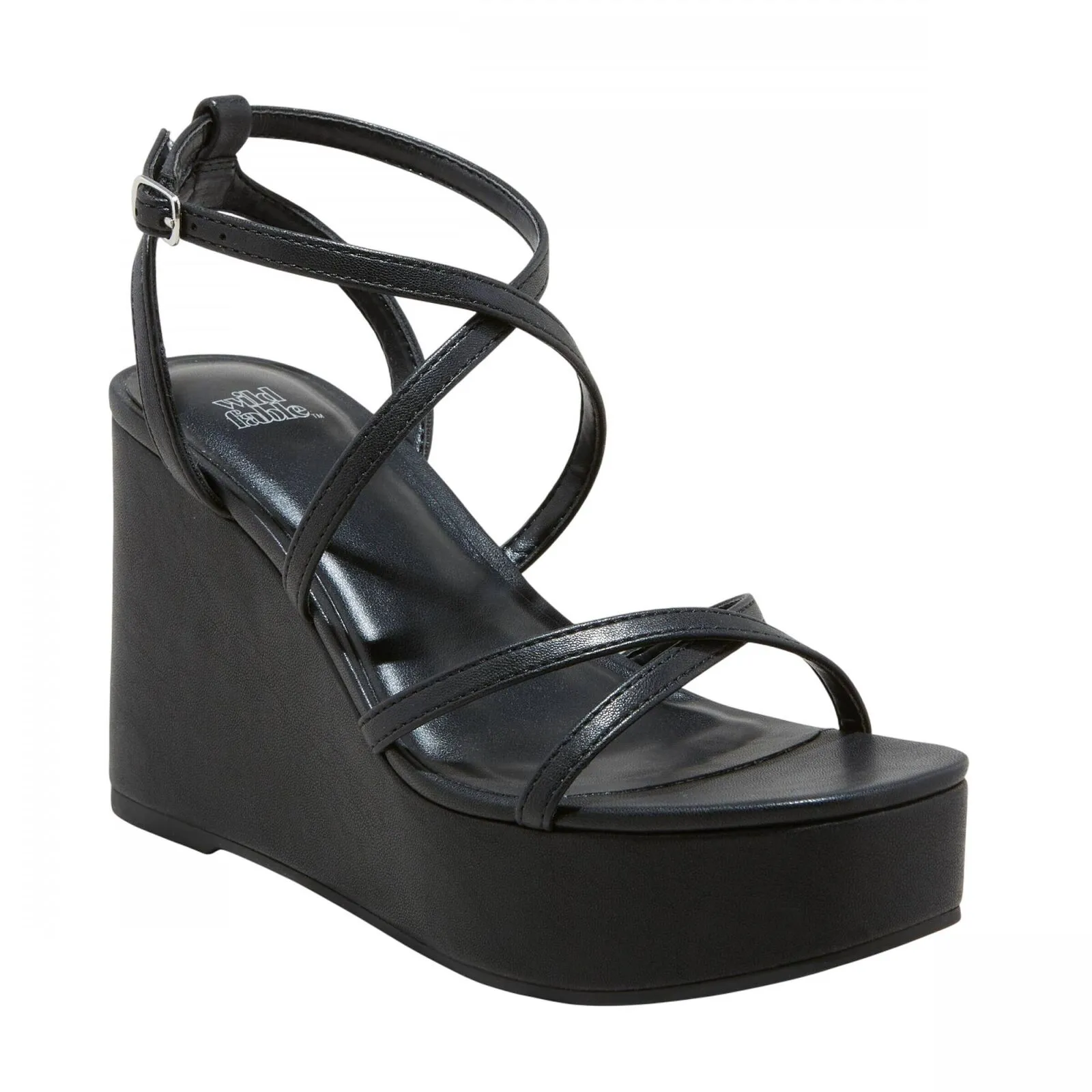 Wild Fable Ronnie Strappy Platform Wedge Heels Memory Foam Insole Black 9.5M
