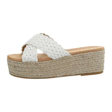 Willow Braided White Wedge Sandal