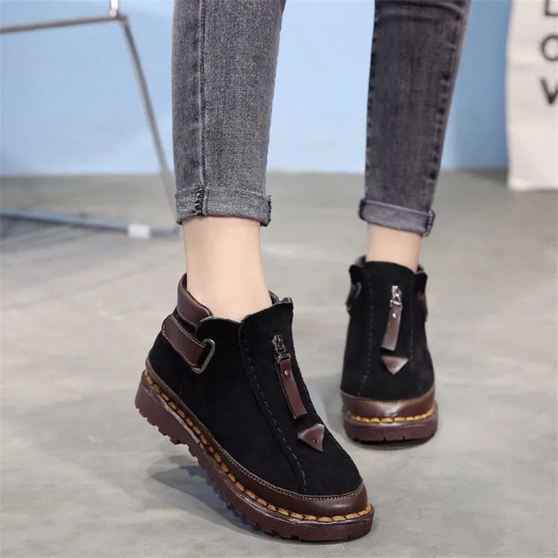 woman boots women's shoes  winter new British wind Chelsea boots female thick bottom Brooke flat Ankle boots woman Booties
