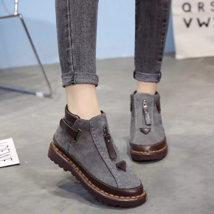 woman boots women's shoes  winter new British wind Chelsea boots female thick bottom Brooke flat Ankle boots woman Booties