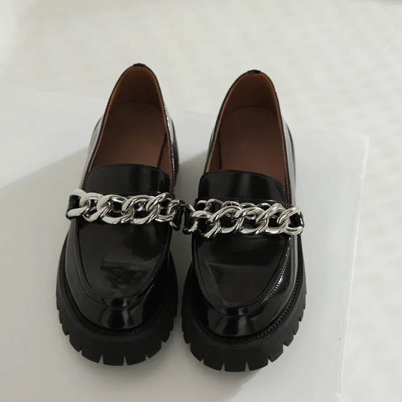 Women Block Heels Pumps Real Leather