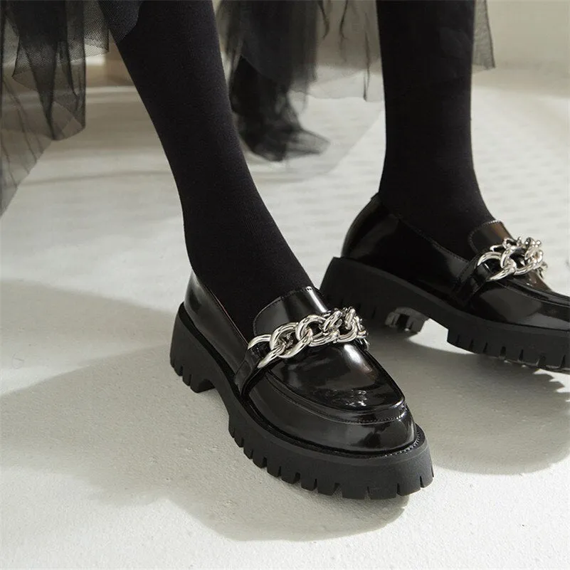 Women Block Heels Pumps Real Leather