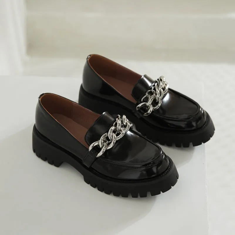 Women Block Heels Pumps Real Leather