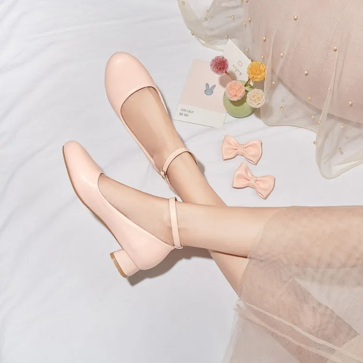 Women's Bow Tie Ankle Strap Puppy Heel Pumps