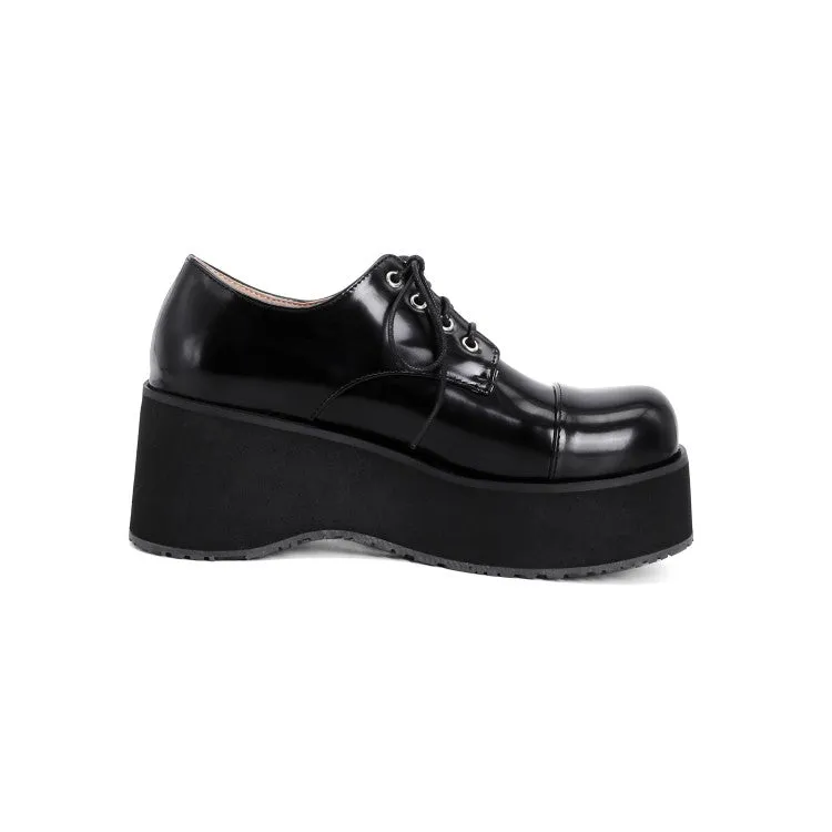 Women's Lace Up Platform Wedge Heels Shoes