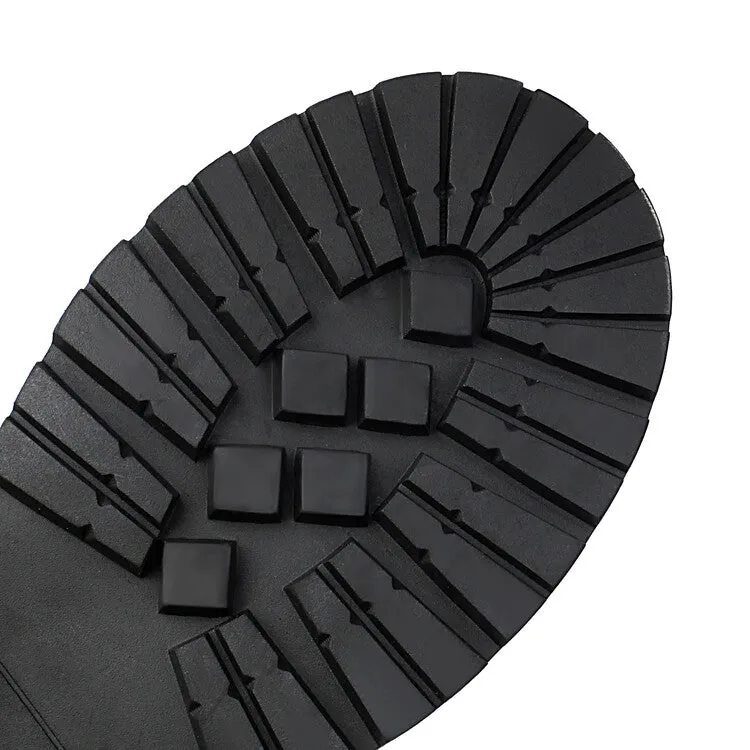 Women's Lace-Up Round Toe Flat Platform Ankle Boots