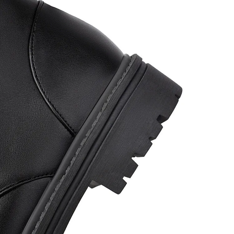 Women's Lace-Up Round Toe Flat Platform Ankle Boots