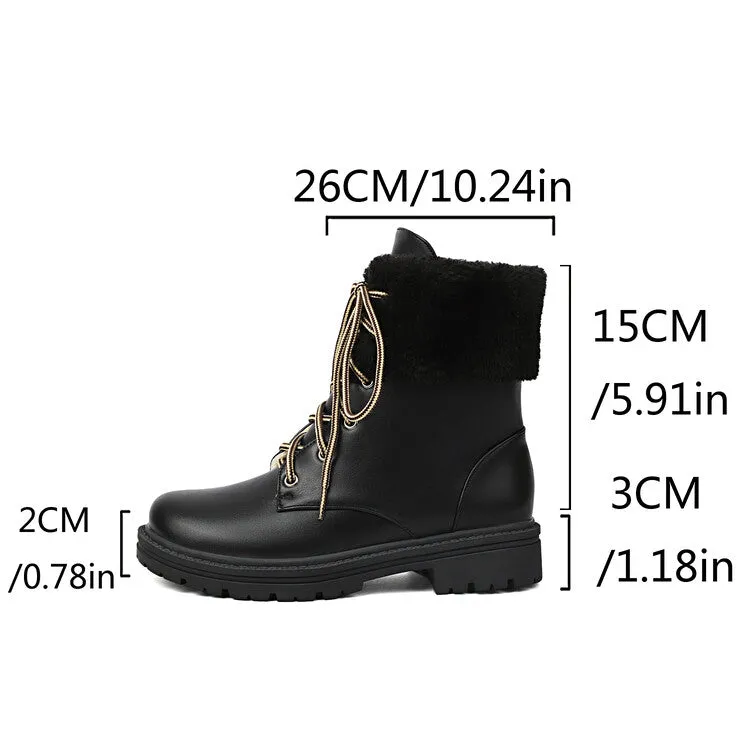 Women's Lace-Up Round Toe Flat Platform Ankle Boots