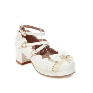 Women's Lolita Bowtie Chunky Heel Pumps