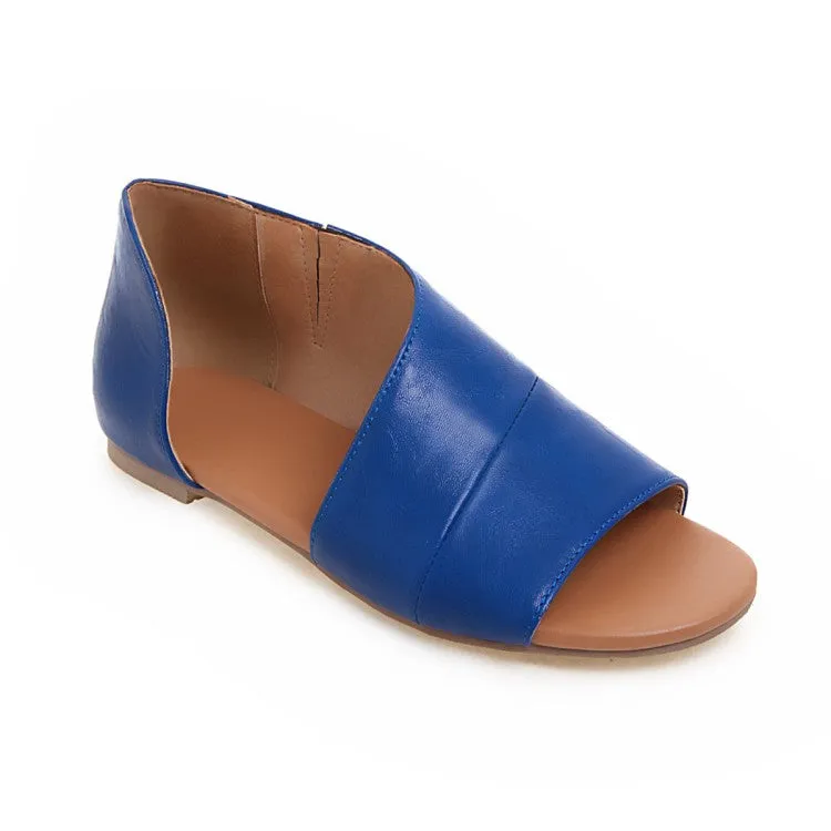 Women's Round Toe Open Toe Stitch Flat Sandals