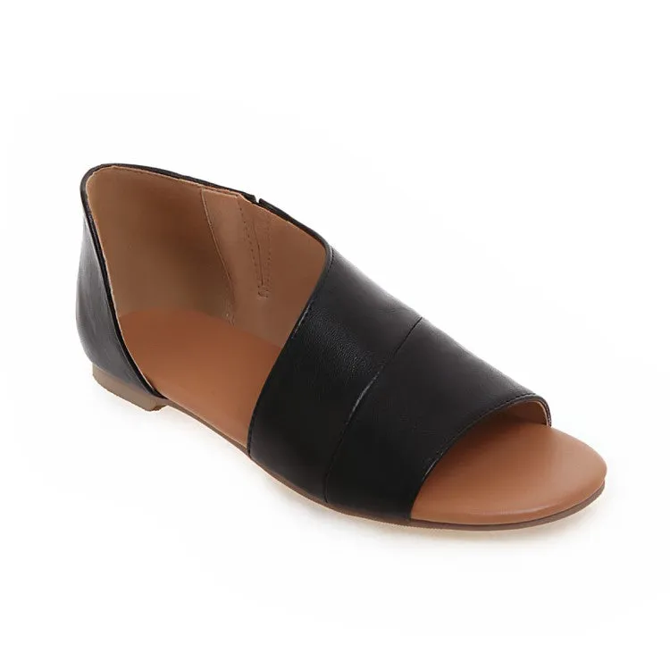 Women's Round Toe Open Toe Stitch Flat Sandals