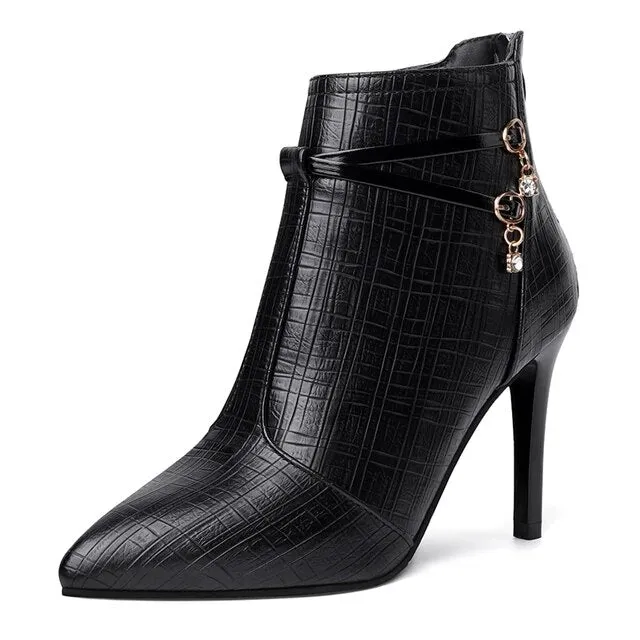 Women's Sexy Pointed Toe Stiletto Heels Ankle Boots