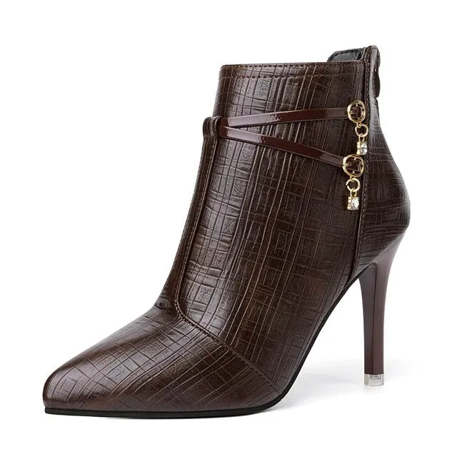 Women's Sexy Pointed Toe Stiletto Heels Ankle Boots