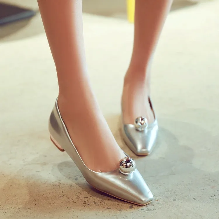 Women's Square Toe Chunky Heel Pumps