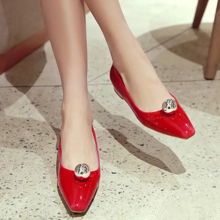 Women's Square Toe Chunky Heel Pumps