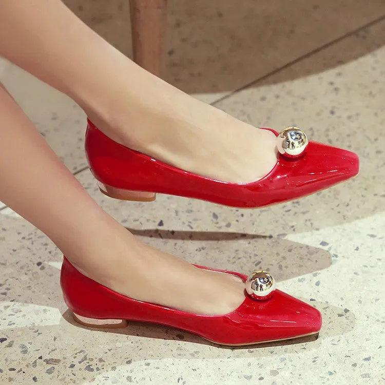 Women's Square Toe Chunky Heel Pumps